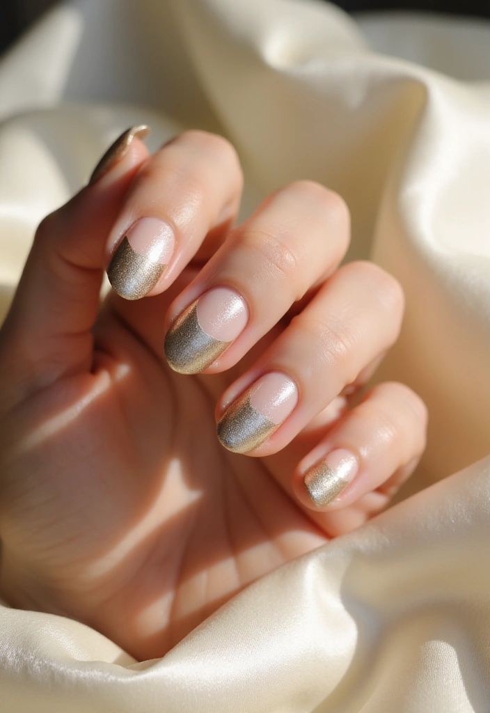 32 Elegant French Tips for the Modern Bride - 14. Metallic French Tips