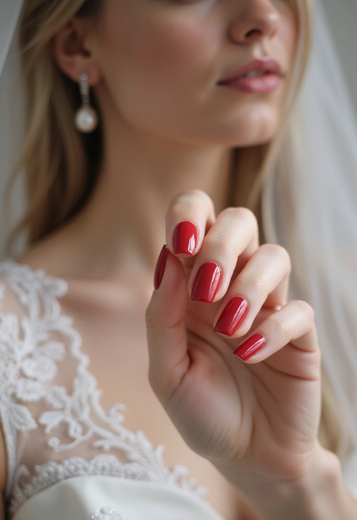 32 Elegant French Tips for the Modern Bride - 16. Classic Red Tips