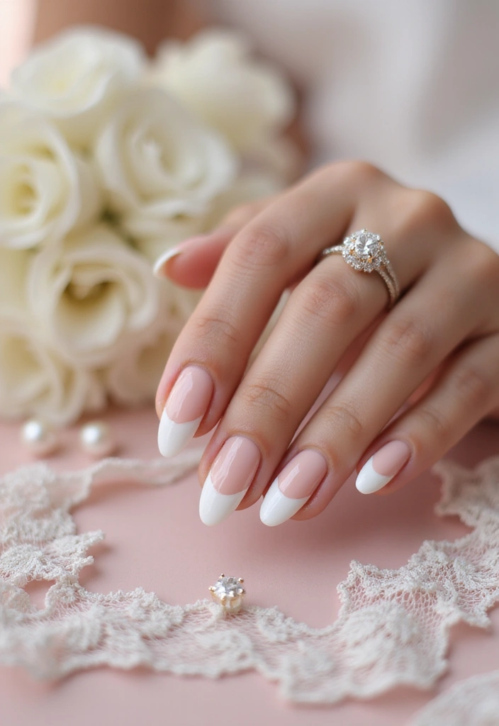 32 Elegant French Tips for the Modern Bride - 2. Nude Base with Delicate White Tips
