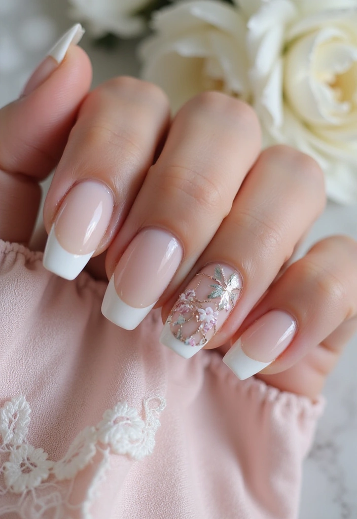 32 Elegant French Tips for the Modern Bride - 21. Fine Line Art