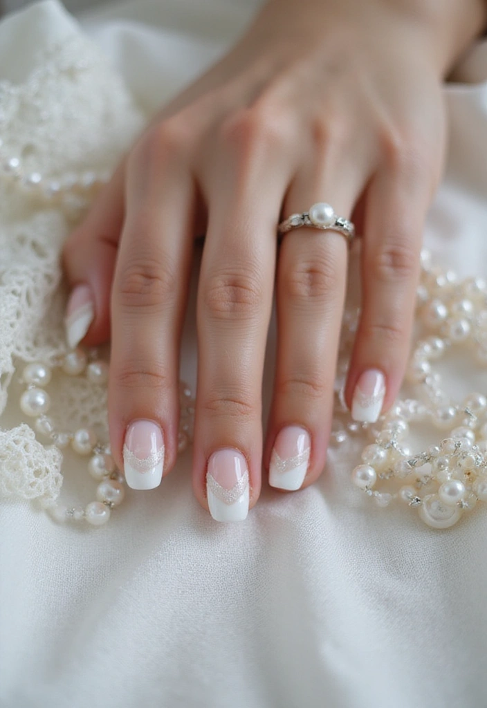 32 Elegant French Tips for the Modern Bride - 22. Vintage Charm with Pearl Accents