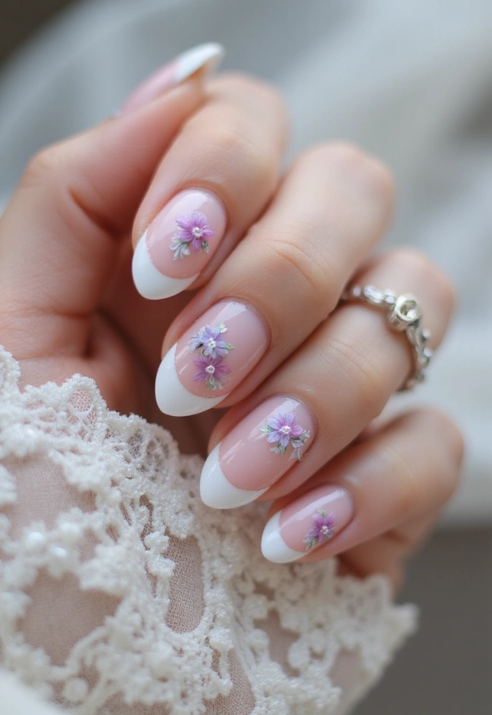 32 Elegant French Tips for the Modern Bride - 6. Floral Accents