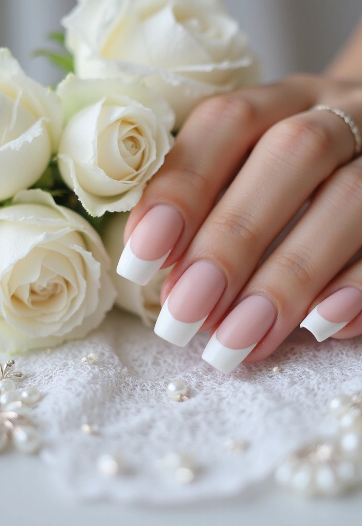 32 Elegant French Tips for the Modern Bride - 7. Matte Finish with Glossy Tips