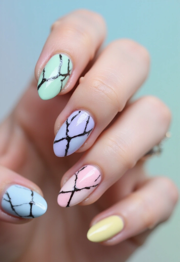 32 Soft Girl Nails with Pastels, Pearls, and Delicate Details - 27. Pastel Stained Glass