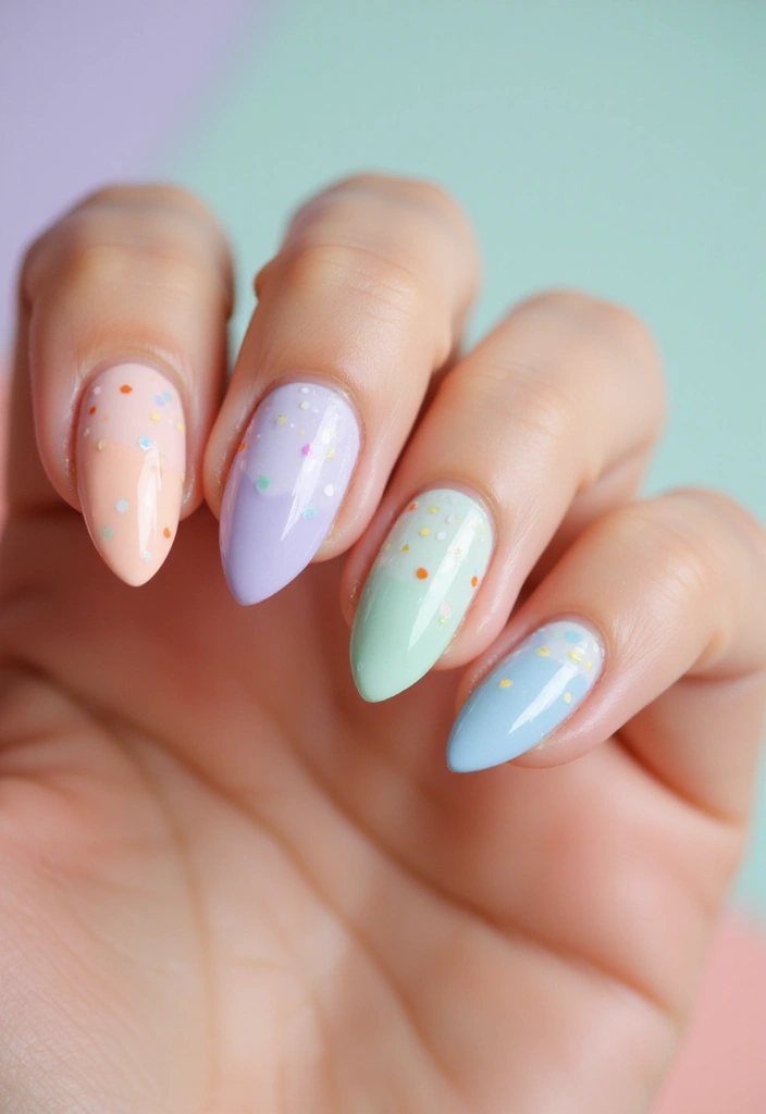 32 Soft Girl Nails with Pastels, Pearls, and Delicate Details - 29. Soft Confetti Nails