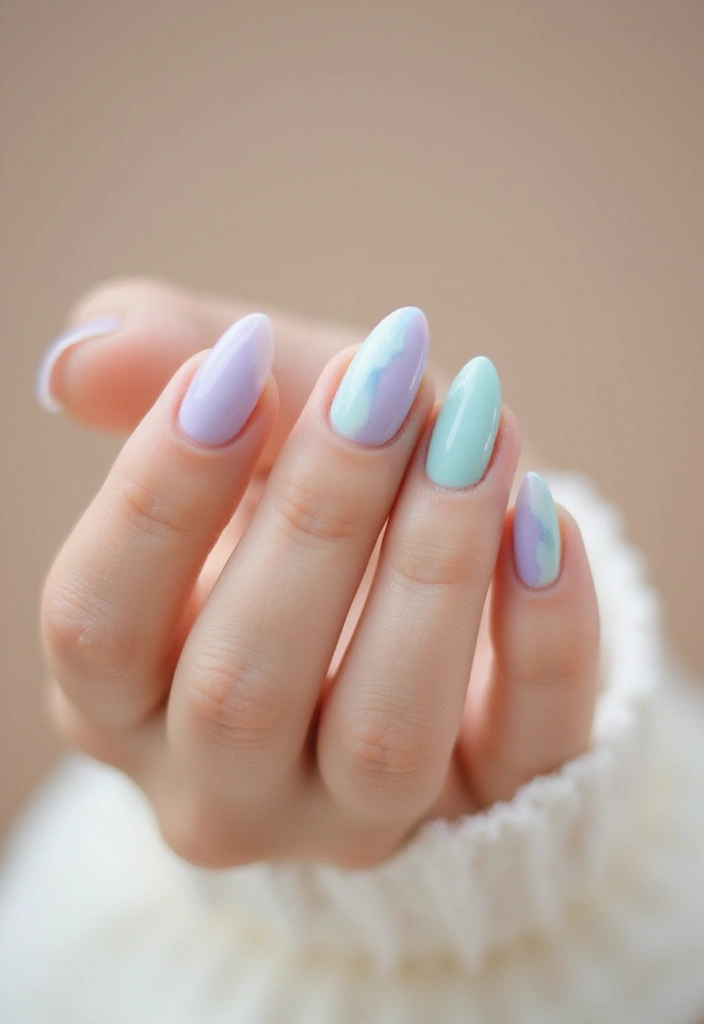 32 Soft Girl Nails with Pastels, Pearls, and Delicate Details - 32. Layered Pastel Shades