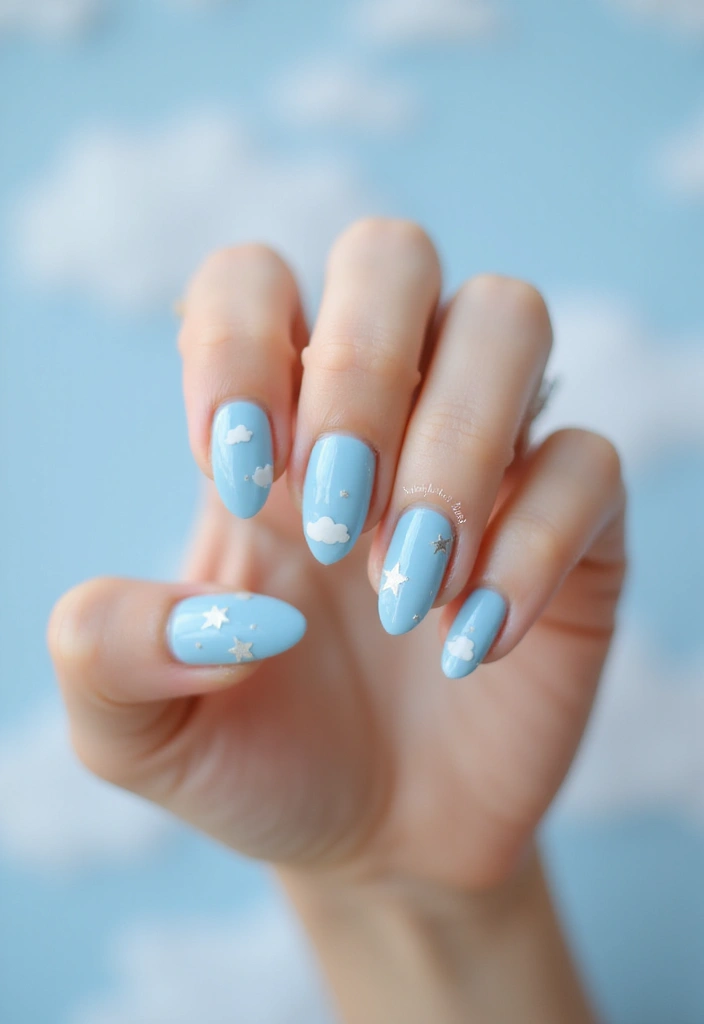 32 Soft Girl Nails with Pastels, Pearls, and Delicate Details - 6. Baby Blue Beauty