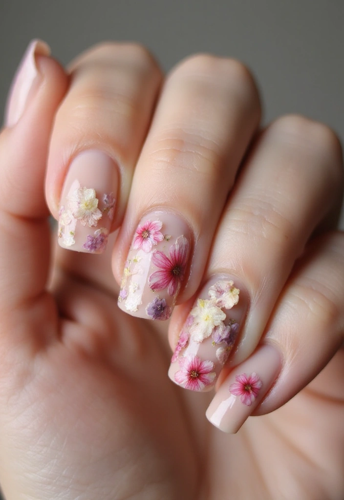 33 Eco-Friendly Nail Art Ideas Using Recycled Materials - 19. Petal Pressing