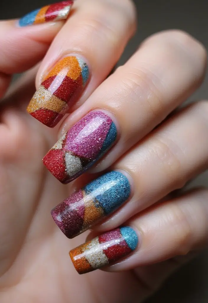 33 Eco-Friendly Nail Art Ideas Using Recycled Materials - 2. Fabric Nail Art