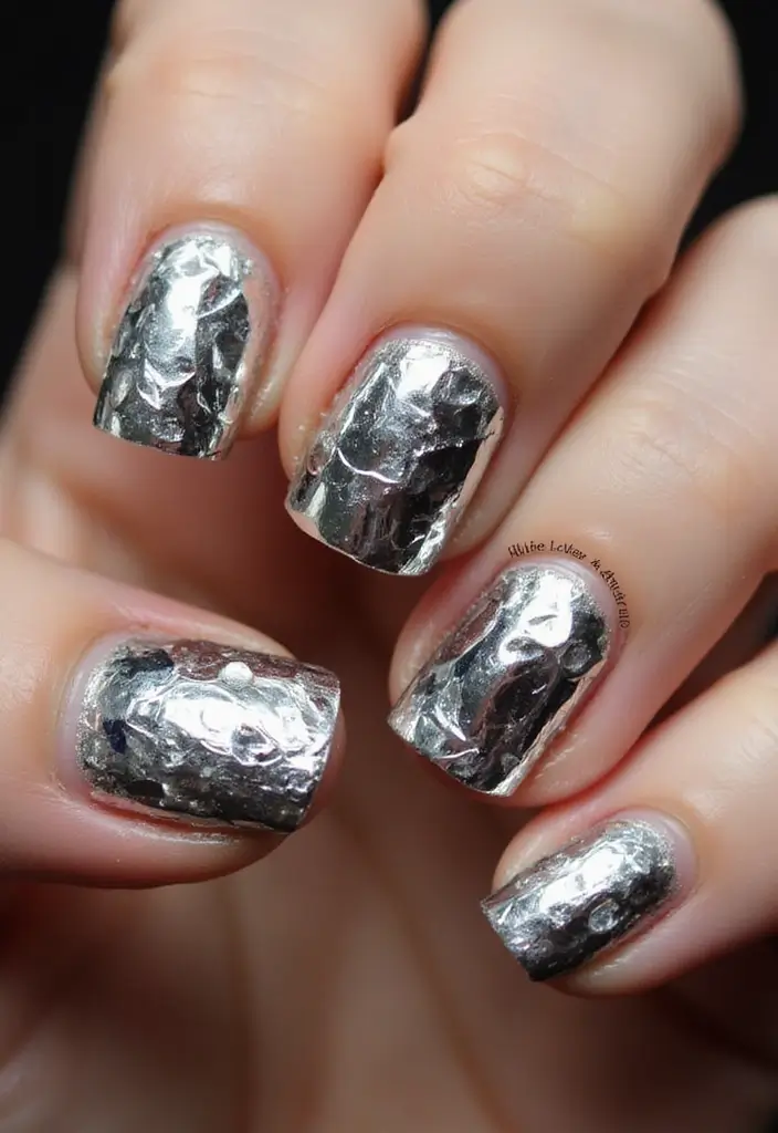 33 Eco-Friendly Nail Art Ideas Using Recycled Materials - 25. Upcycled Tin Foil Designs