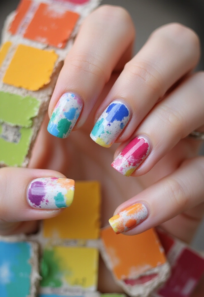 33 Eco-Friendly Nail Art Ideas Using Recycled Materials - 31. Upcycled Paint Chips