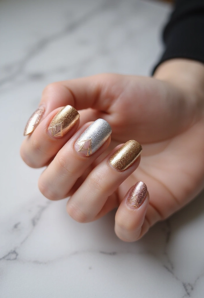 33 Press-On Nails That Look 100% Real (No One Will Know!) - 17. Elegant Metallic Finishes
