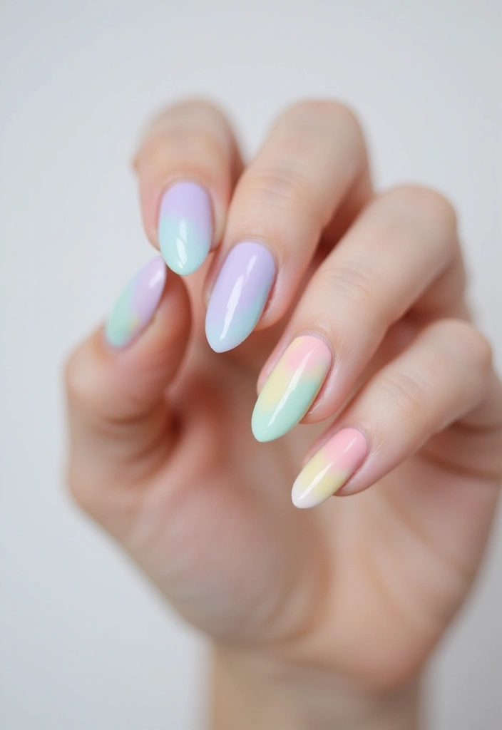 34 Easter Nail Art 2025 – Cute, Pastel & Playful - 1. Pastel Rainbow Ombre