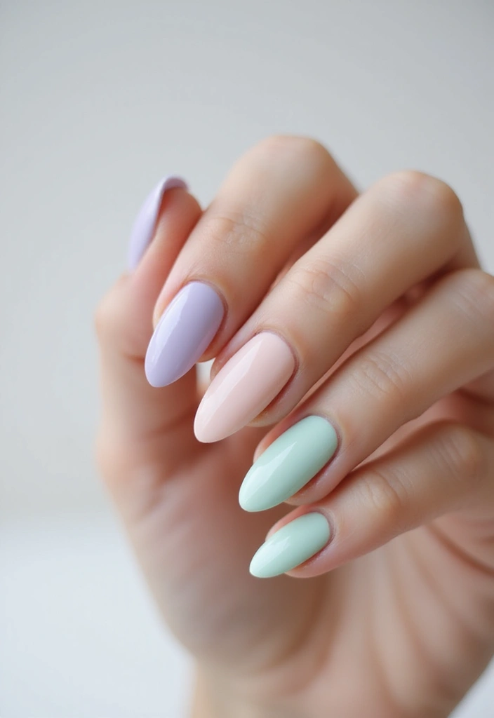 34 Easter Nail Art 2025 – Cute, Pastel & Playful - 11. Minimalist Pastel Lines