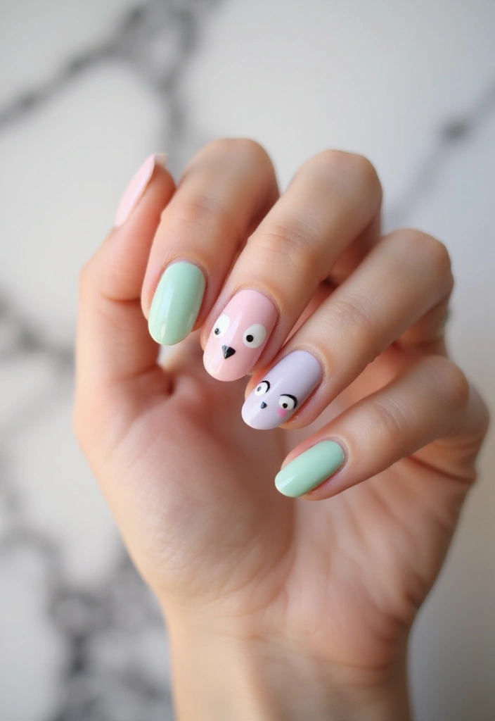 34 Easter Nail Art 2025 – Cute, Pastel & Playful - 13. Chickadee Pastel Tips