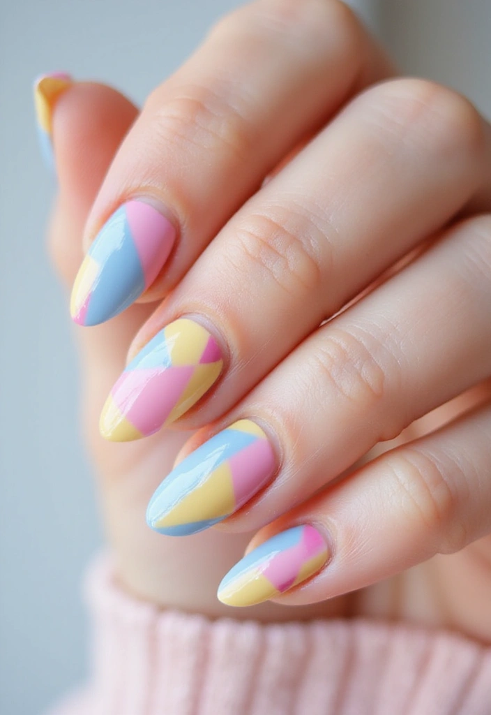 34 Easter Nail Art 2025 – Cute, Pastel & Playful - 16. Pastel Mosaic