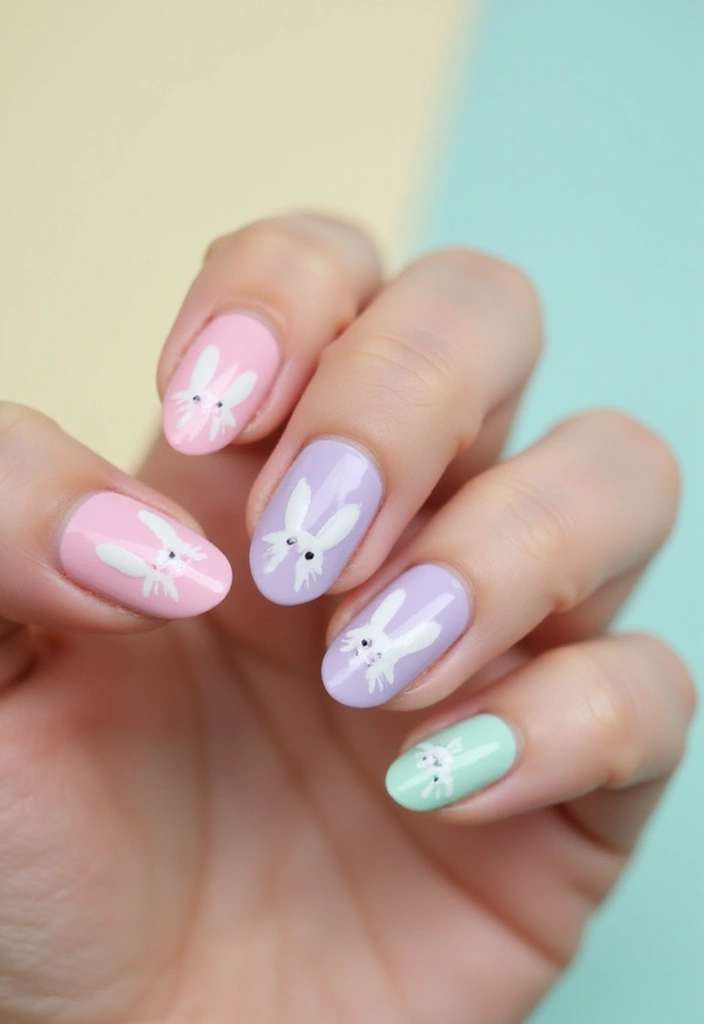 34 Easter Nail Art 2025 – Cute, Pastel & Playful - 23. Cute Bunny Ears