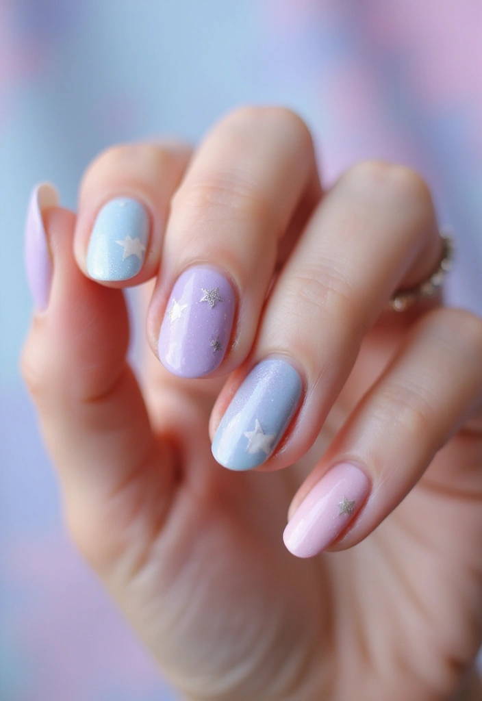 34 Easter Nail Art 2025 – Cute, Pastel & Playful - 25. Twinkling Stars
