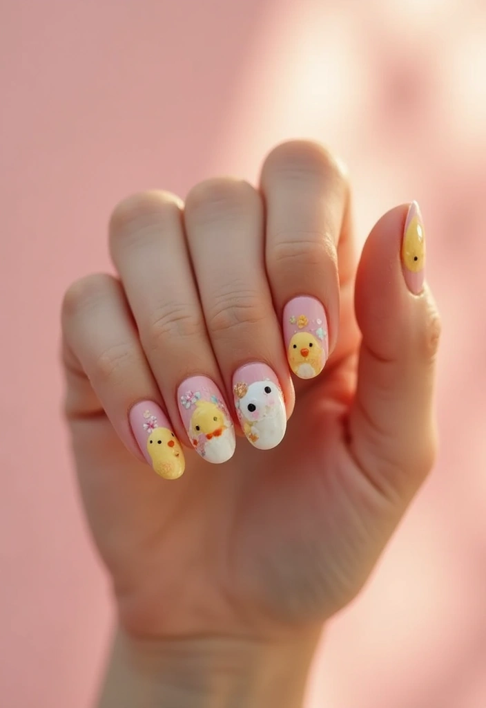 34 Easter Nail Art 2025 – Cute, Pastel & Playful - 5. Cute Chick Designs