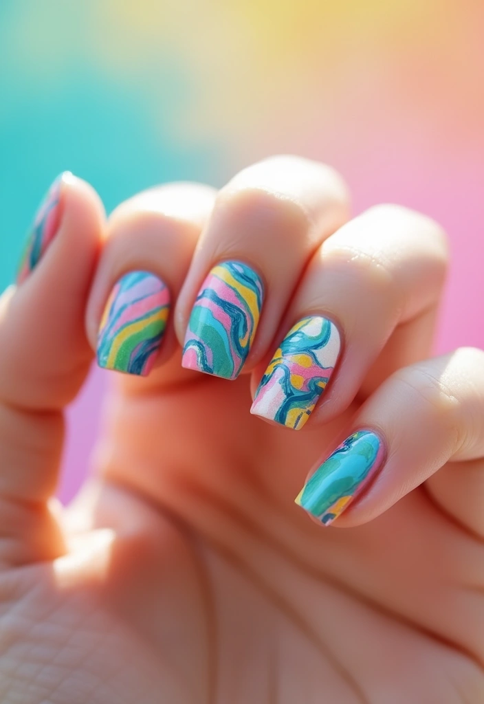 34 Short Nails Cute Designs That Prove Size Doesn’t Matter - 23. Colorful Abstract Designs