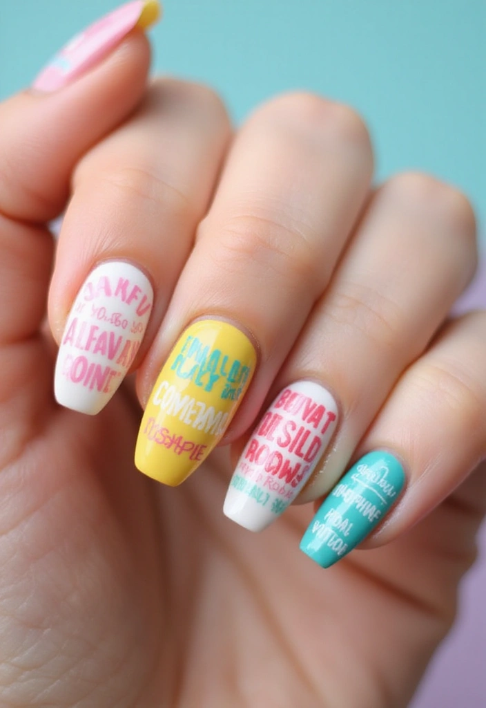 34 Short Nails Cute Designs That Prove Size Doesn’t Matter - 26. Fun Typography Designs