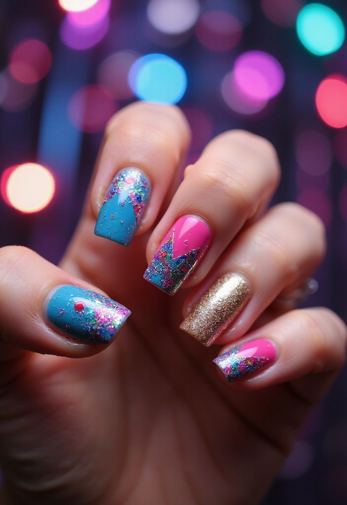 34 Short Nails Cute Designs That Prove Size Doesn’t Matter - 30. Glitzy Disco Fever Nails