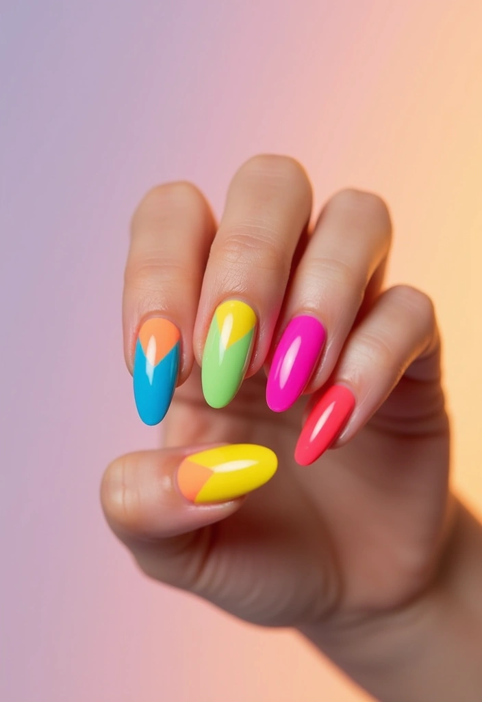 34 Short Nails Cute Designs That Prove Size Doesn’t Matter - 8. Color-Block Designs