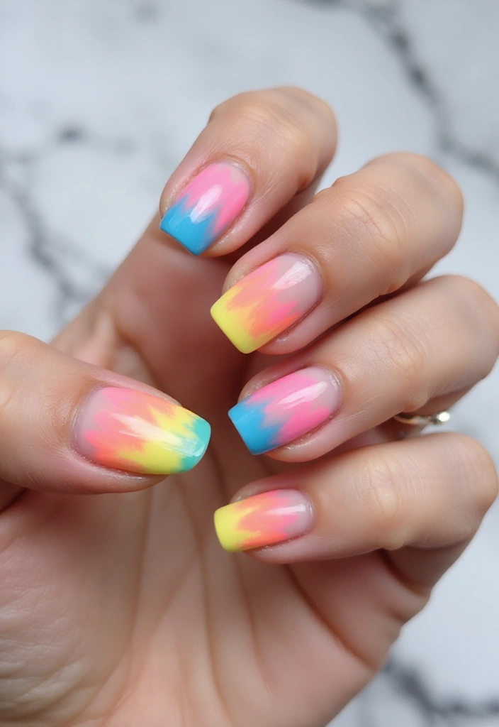 35 French Tip Nails 2024 – The Modern Twist Everyone’s Obsessed With - 17. Tie-Dye French Tips