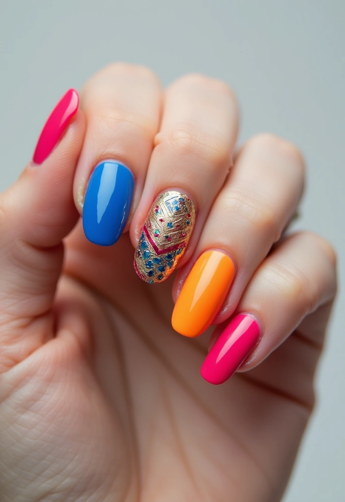 35 Nail Art That Pairs Perfectly with Watches & Jewelry - 13. Bold Colors