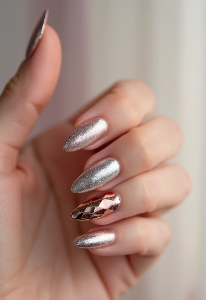 35 Nail Art That Pairs Perfectly with Watches & Jewelry - 2. Metallic Accents