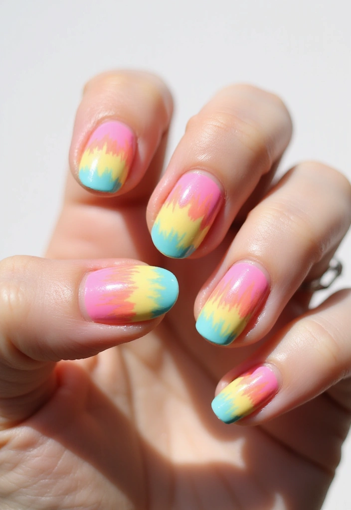35 Nail Art That Pairs Perfectly with Watches & Jewelry - 5. Tie-Dye Delight