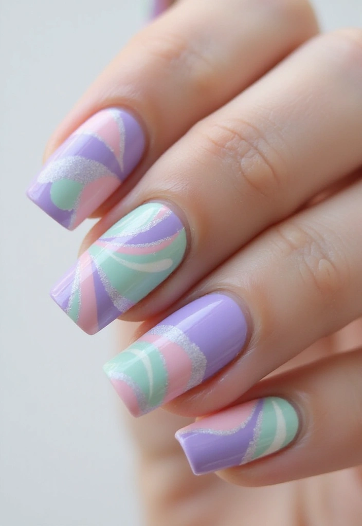 35 Square Nail Designs That Are Edgy Yet Elegant - 14. Artistic Swirls