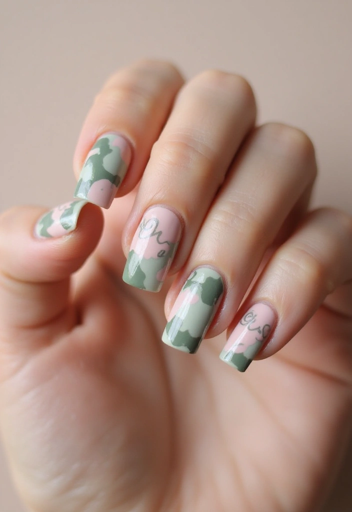 35 Square Nail Designs That Are Edgy Yet Elegant - 23. Chic Camo