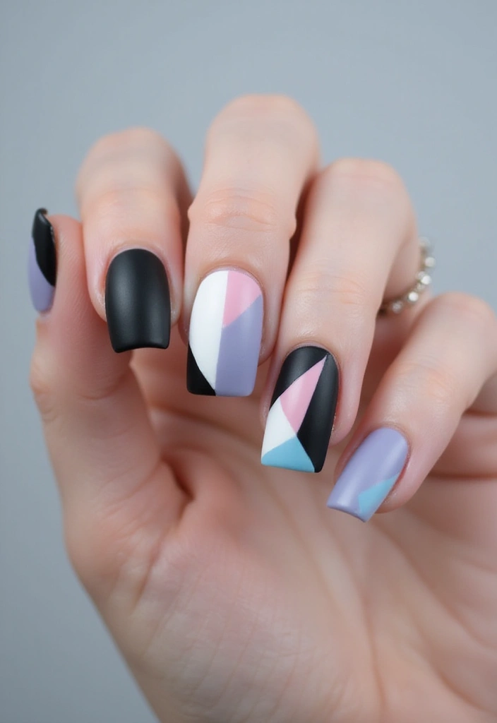 35 Square Nail Designs That Are Edgy Yet Elegant - 3. Geometric Lines