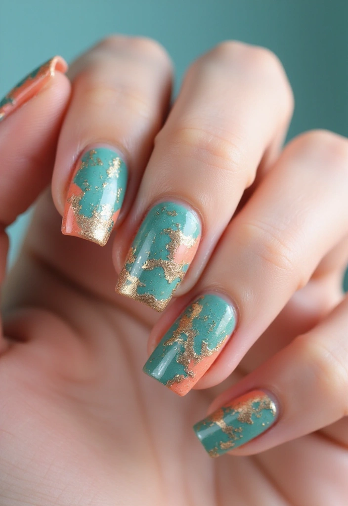 35 Square Nail Designs That Are Edgy Yet Elegant - 30. Dazzling Marbling