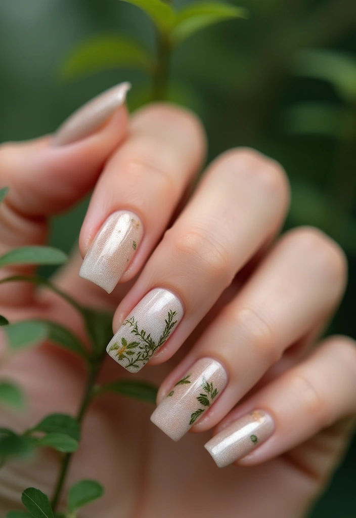 35 Square Nail Designs That Are Edgy Yet Elegant - 32. Nature-Inspired Designs