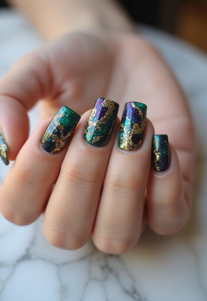 35 Square Nail Designs That Are Edgy Yet Elegant - 34. Fractal Patterns