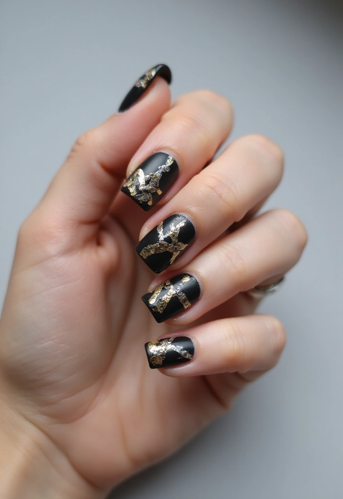 35 Square Nail Designs That Are Edgy Yet Elegant - 4. Metallic Accents