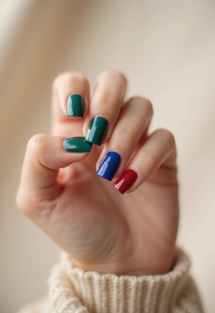 35 Square Nail Designs That Are Edgy Yet Elegant - 8. Bold Jewel Tones