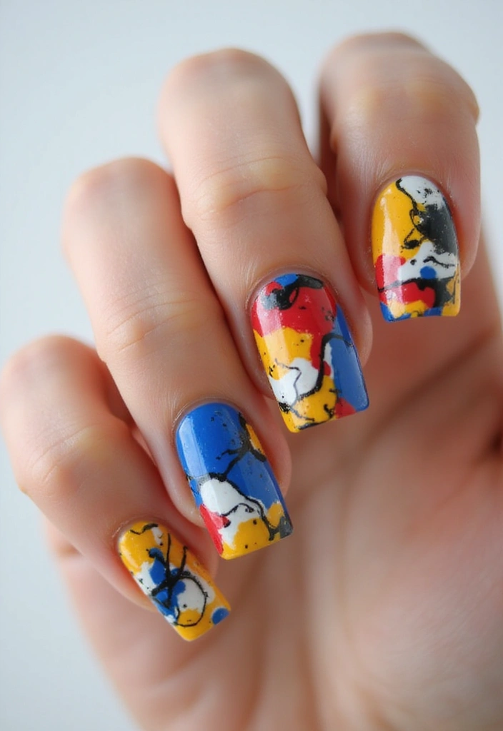 35 Square Nail Designs That Are Edgy Yet Elegant - 9. Abstract Art