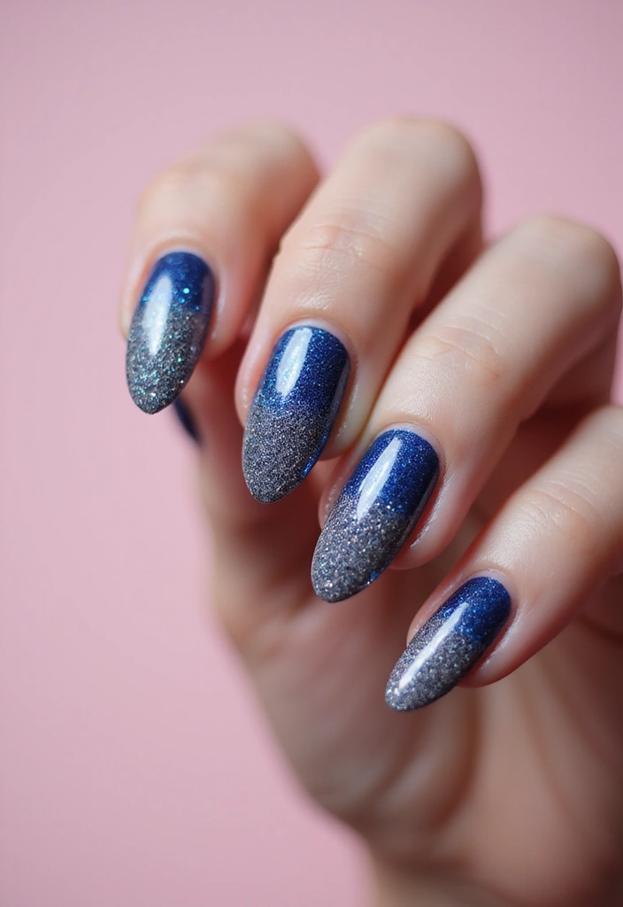 36 Almond Nails 2025: The Most Flattering Shape Right Now - 19. Gradient Glitter Techniques