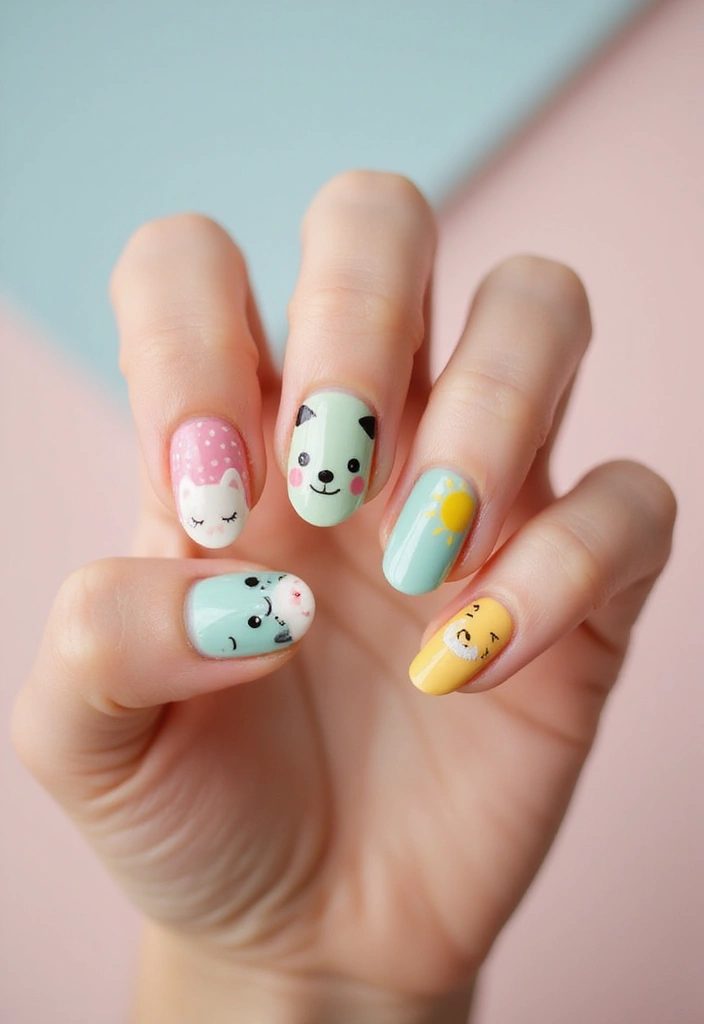36 Almond Nails 2025: The Most Flattering Shape Right Now - 32. Whimsical Character Designs