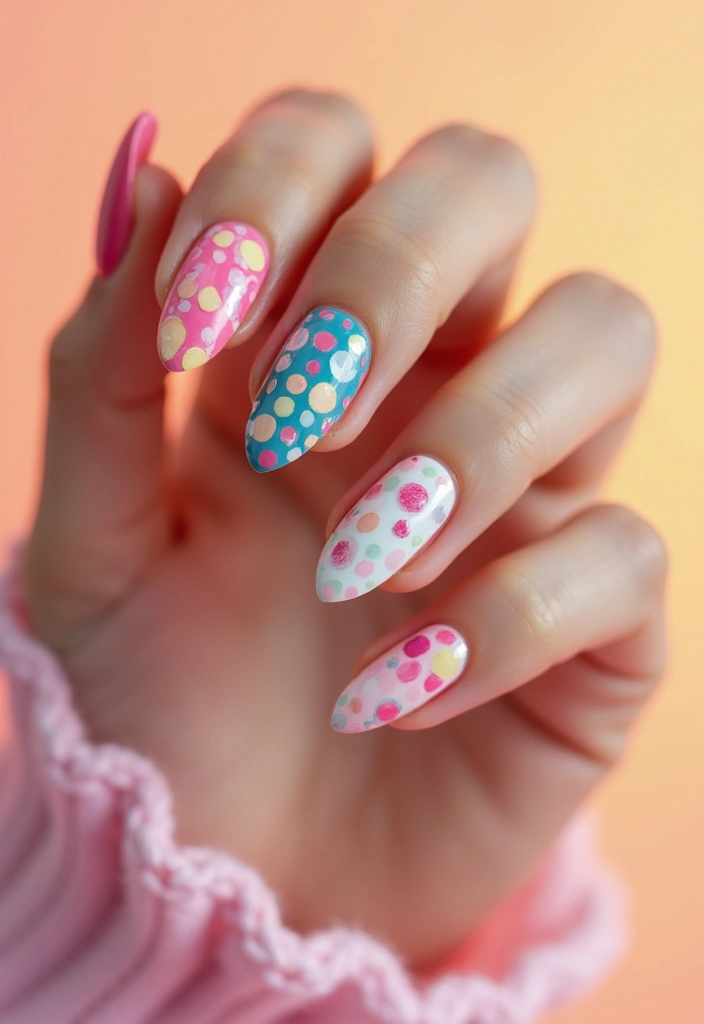 36 Almond Nails 2025: The Most Flattering Shape Right Now - 34. Dotted Patterns
