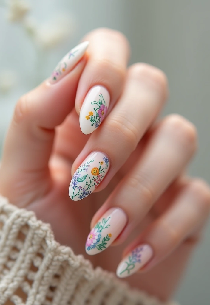 36 Almond Nails 2025: The Most Flattering Shape Right Now - 4. Nature-Inspired Nail Art
