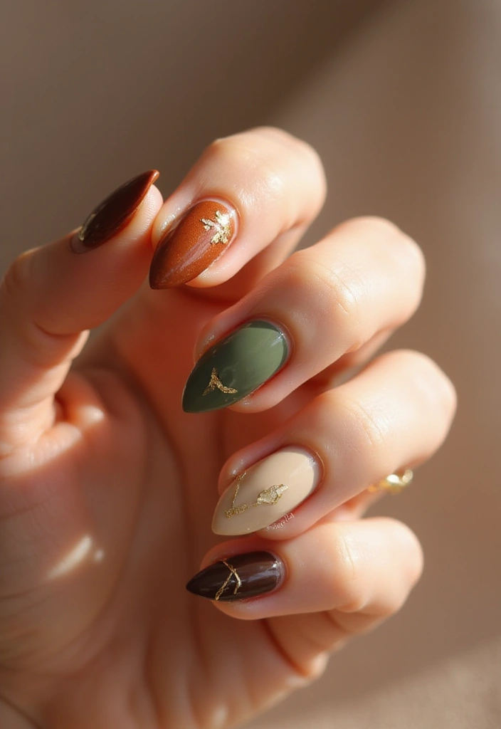 36 Almond Nails 2025: The Most Flattering Shape Right Now - 9. Earthy Tones