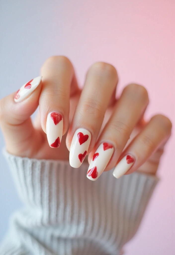 36 Coquette Nail Art Ideas with Hearts, Bows, and Feminine Flair - 1. Classic Red Hearts