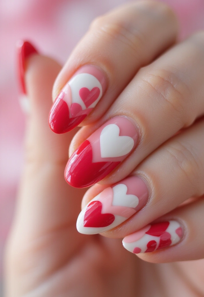 36 Coquette Nail Art Ideas with Hearts, Bows, and Feminine Flair - 17. Layered Heart Designs