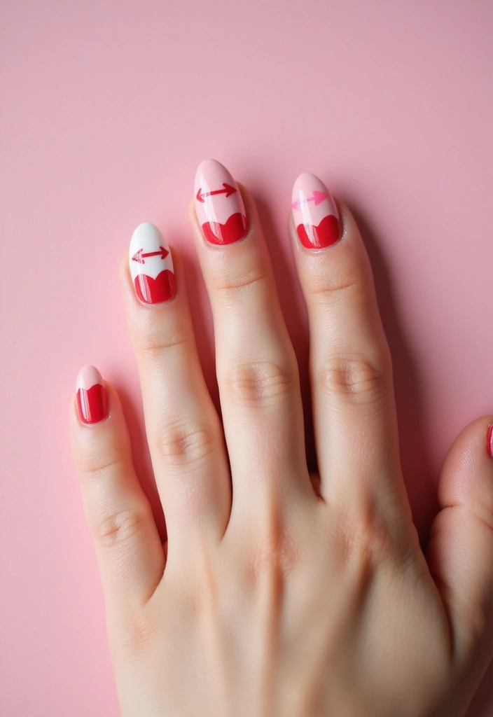 36 Coquette Nail Art Ideas with Hearts, Bows, and Feminine Flair - 22. Heart and Arrow Combination