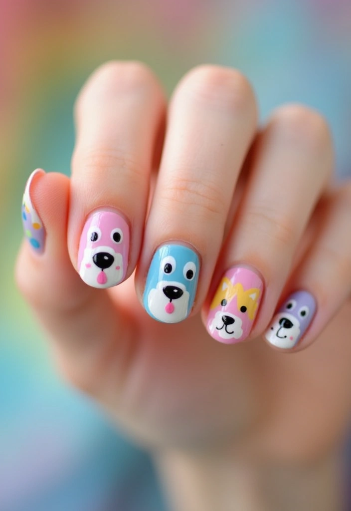 36 Coquette Nail Art Ideas with Hearts, Bows, and Feminine Flair - 23. Cute Animal Hearts