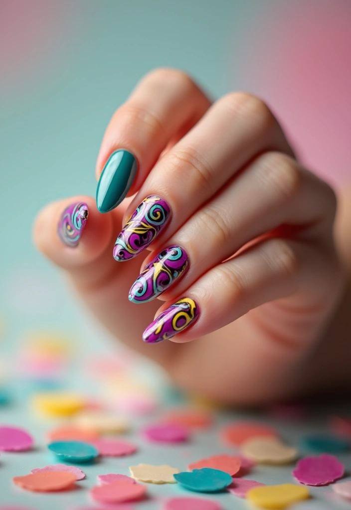 36 Sparkling Nail Accents Perfect for Evening Events - 15. Artistic Swirls